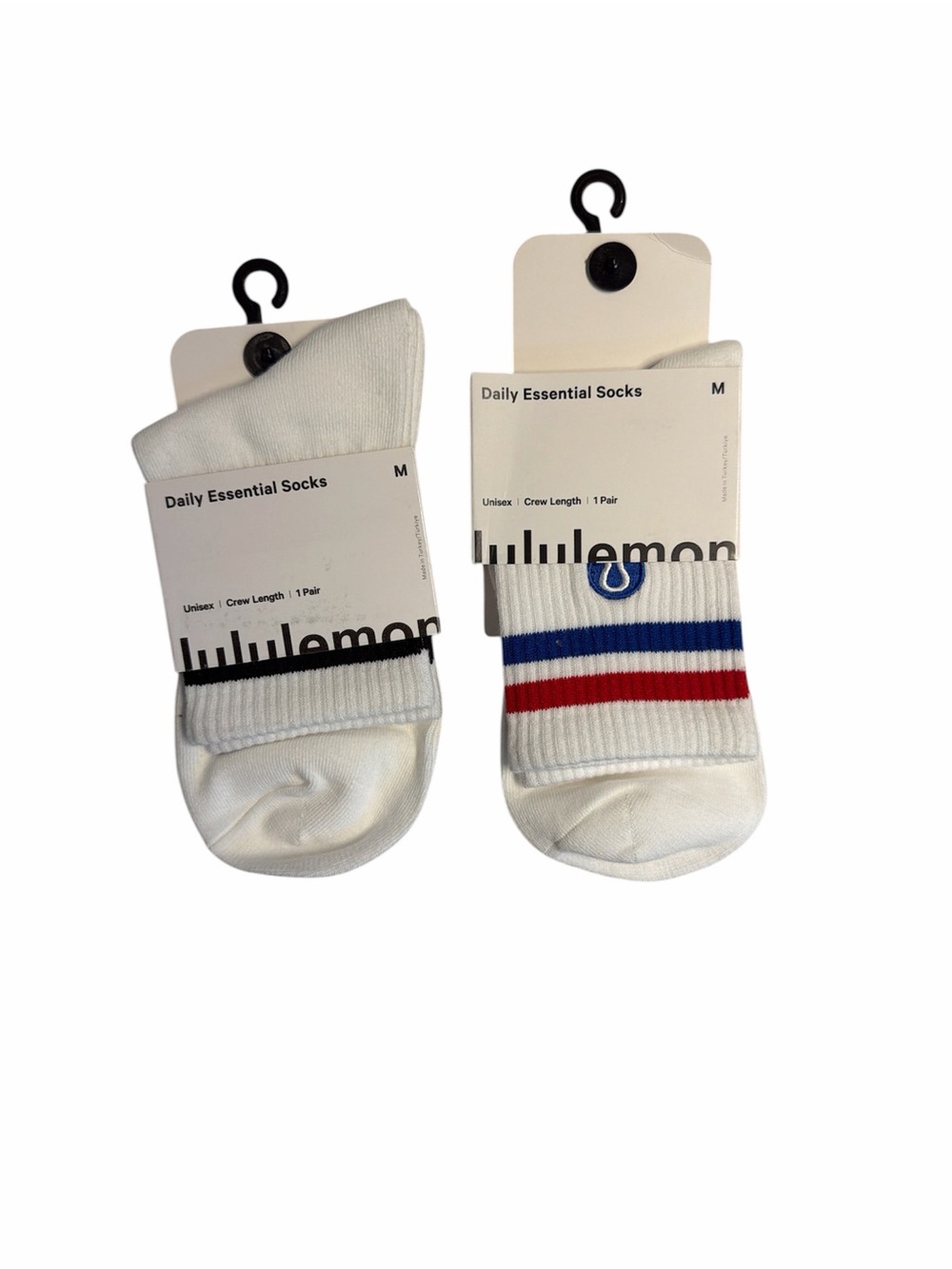 lululemon athletica White Socks with Red and Blue Stripes (Pair)
